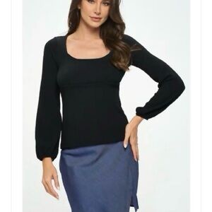 Old Navy Black XS 100% Cashmere scoop neck pullover sweater Vintage Bell sleeve